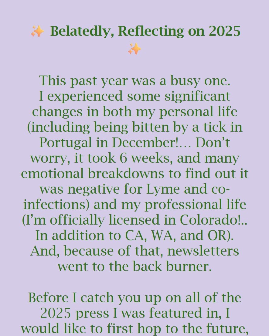 Belatedly, Reflecting on 2025 // March 08, 2026