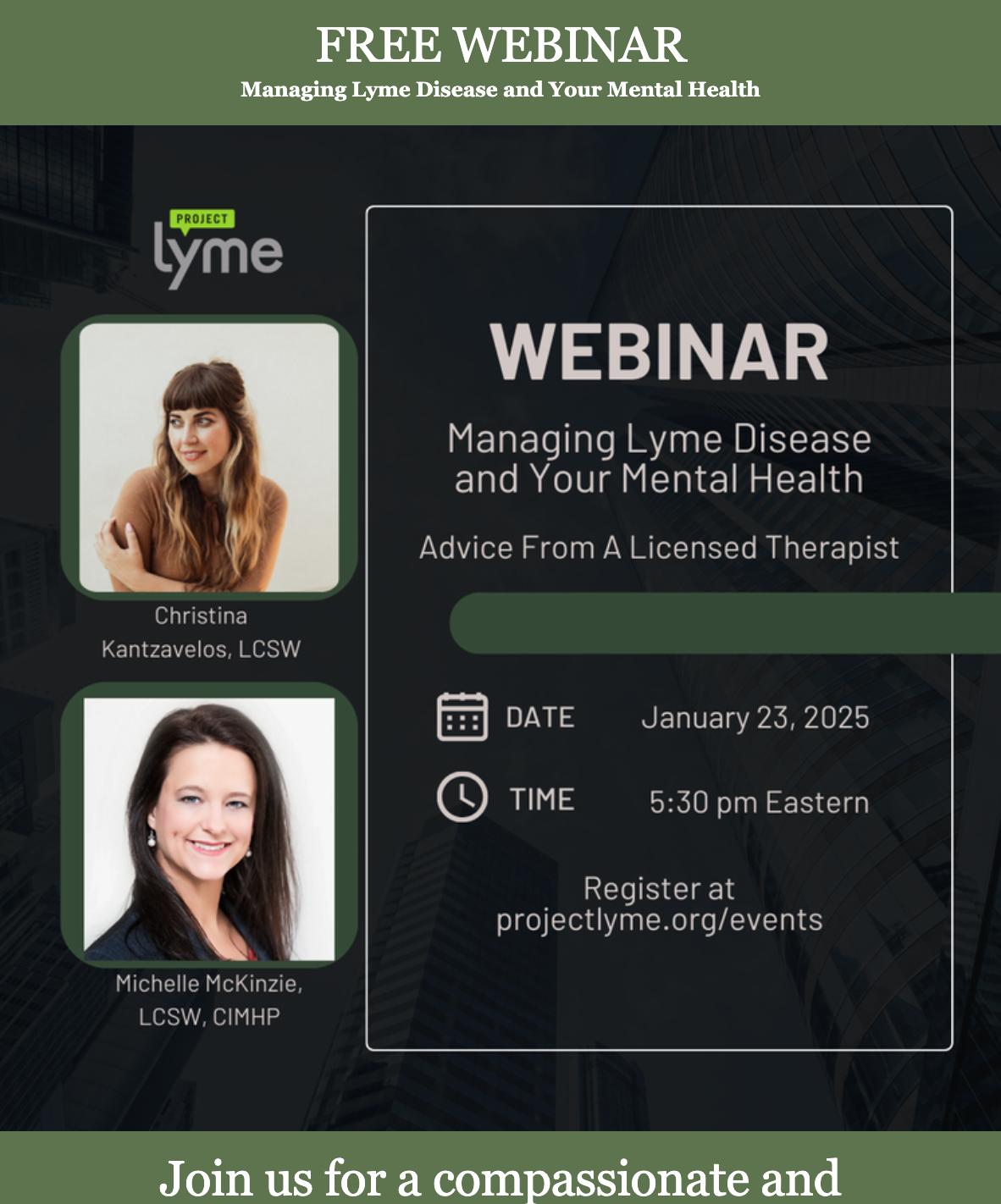 Free Webinar: Managing Lyme Disease and Your Mental Health // January 15, 2025