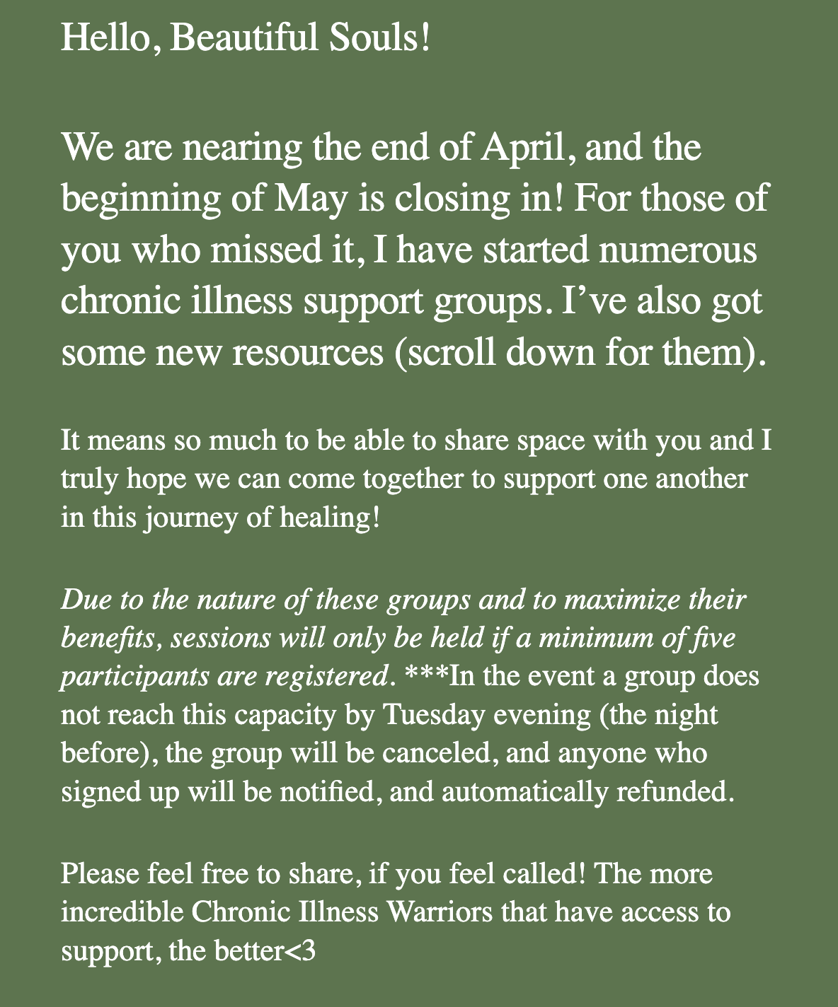 New Resources + Chronic Illness Support Groups! // April 30, 2024