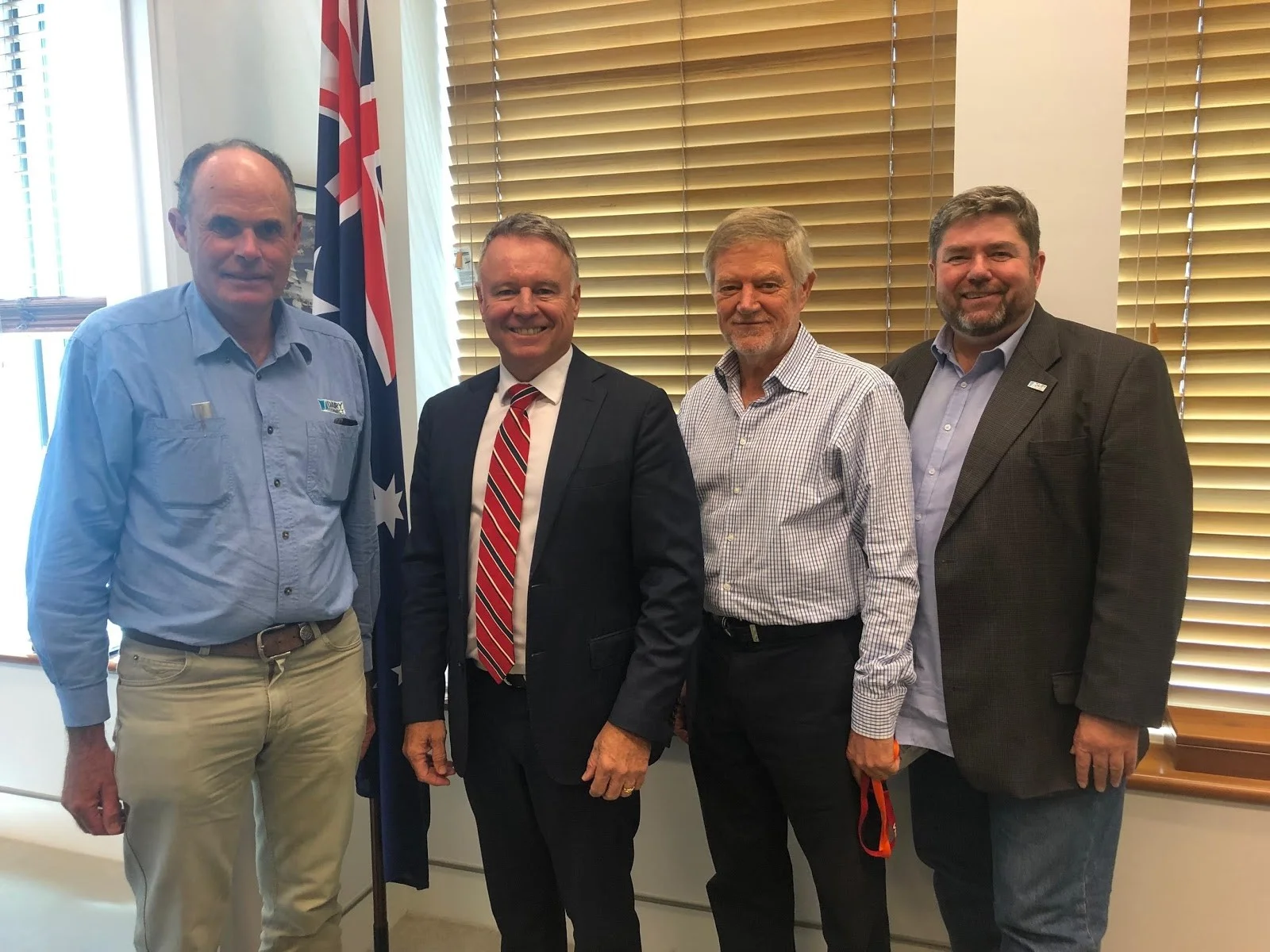 L-R: Graham Forbes, DC Farmers Group President & dairy farmer, Gloucester; the Hon Joel Fitzgibbon MP; George Davey AM, DC Chairman; Shaughn Morgan, DC CEO