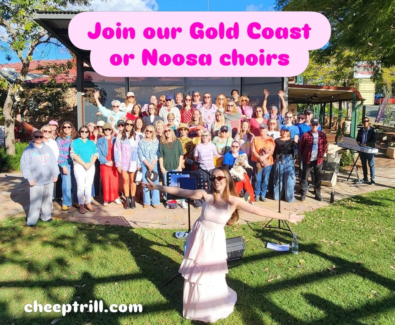 🎶 Join our choirs on the Gold and Sunshine Coasts 🎶

🗓️ Tuesday (Noosaville) and Thursday (Palm Beach)
⏰ 6.30pm to 8.30pm
📍 Noosa Baptist Church Hall and Palm Beach Community Centre

To register, head to: www.cheeptrill.com (link also in bio)

Re
