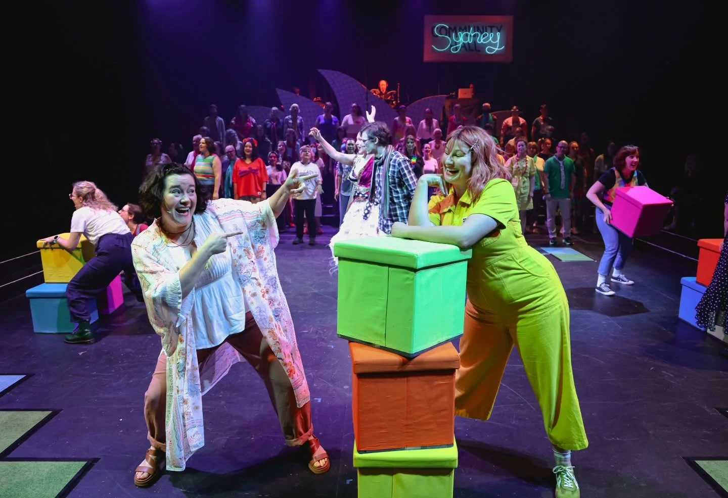 Harriet &amp; Tizzy are casually dropping by to remind you that the songs of 'Community Choir: The Musical' are available on streaming platforms and bandcamp! 2 x albums featuring both the NS and SS original casts. 

Which one is YOUR favourite? ✨️🎶