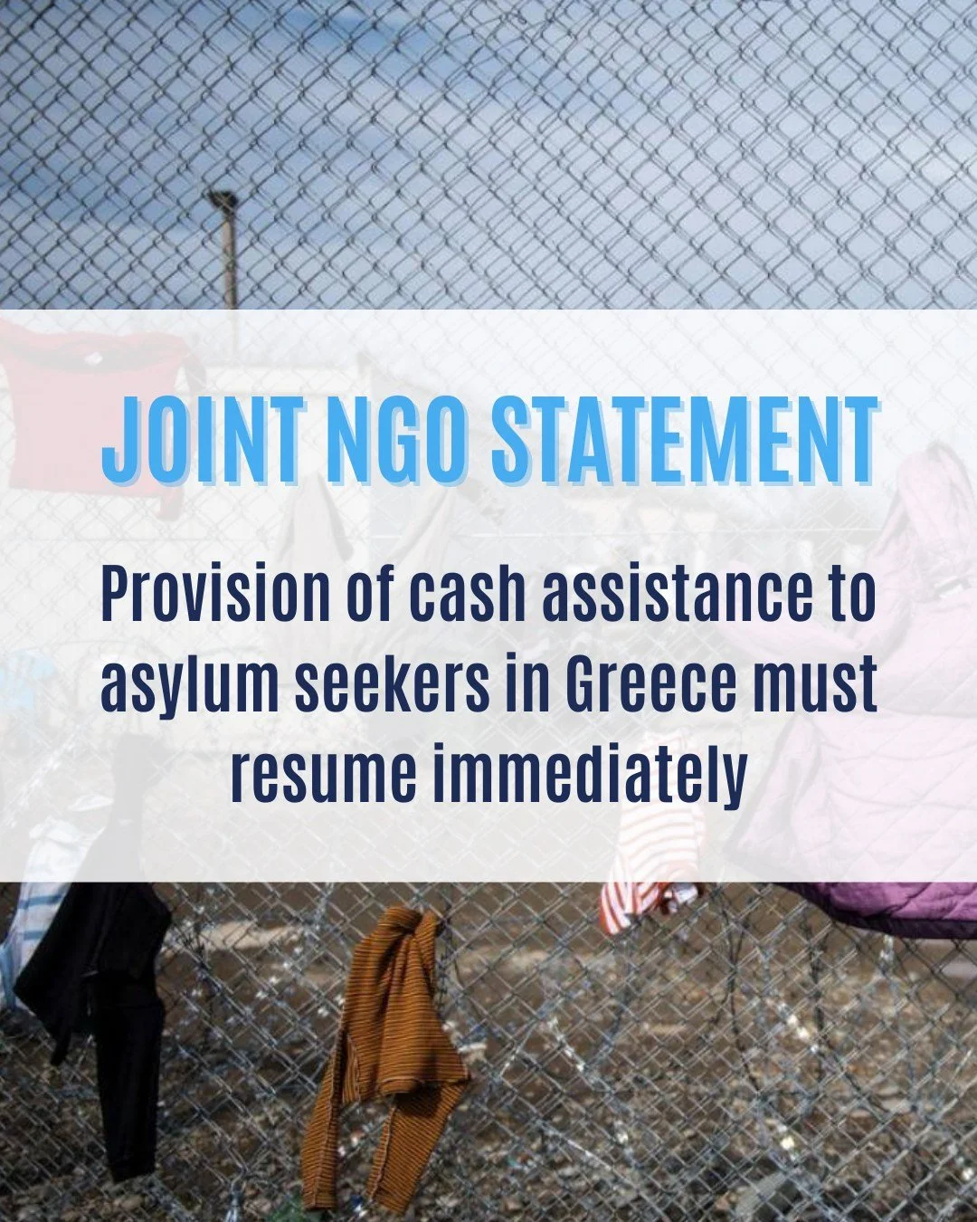 📢JOINT NGO STATEMENT: Provision of cash assistance to asylum seekers in Greece must resume immediately 📢

Since April 2024, asylum seekers in Greece haven't received regular cash assistance payments. The consequences are far-reaching, making it ext