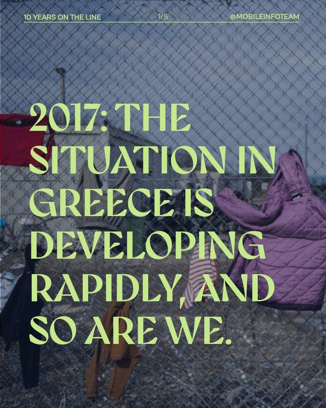 It's 2017: the situation in Greece is developing rapidly, and so are we, as we move our operations to Thessaloniki.

Next week, 2018. Conditions in camps are dire, and the need for MIT's services is growing. 

Follow along, also on BlueSky and Linked