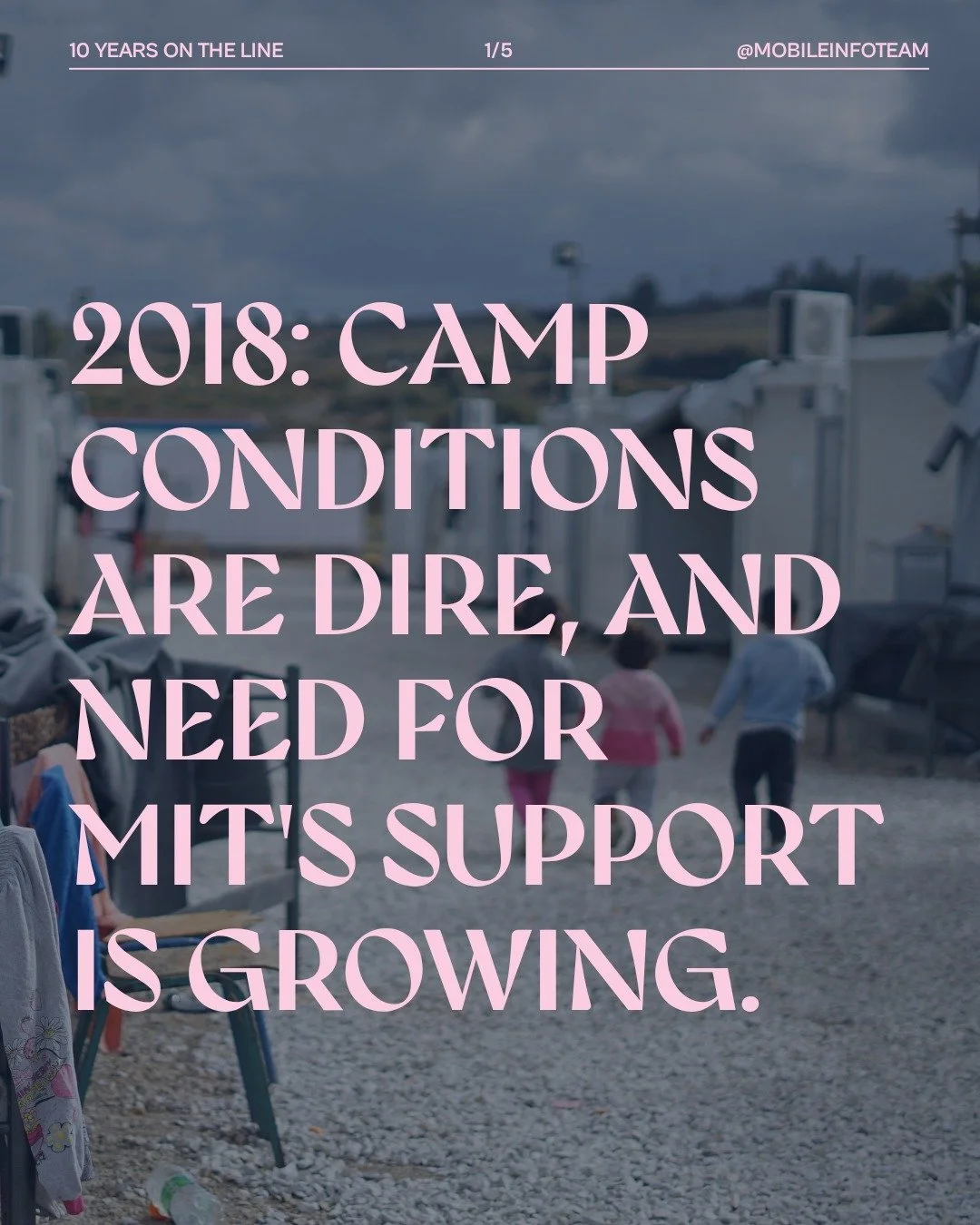 2018: conditions in camps are extremely poor, and the need for MIT's services is growing. 

Back next Sunday with 2019, an election year. 🔁 

#MIT10Years

📷 Julie Ricard, Unsplash