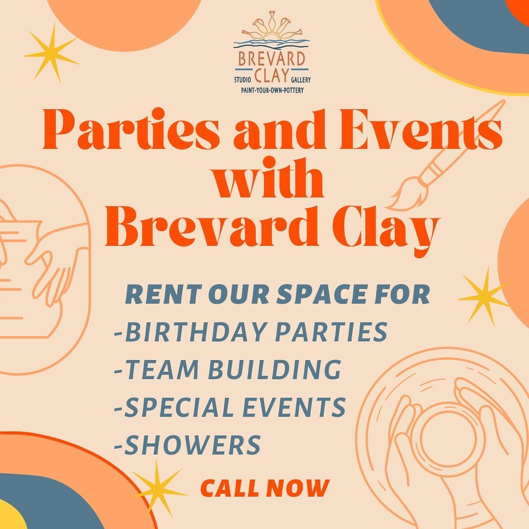 Brevard Clay has the perfect place for your party or special event! Reserve our space to paint or make pottery for any occasion! 

Call to reserve now! 828-884-2529

#heartofbrevard #brevardclay #partiesandevents #brevardnc