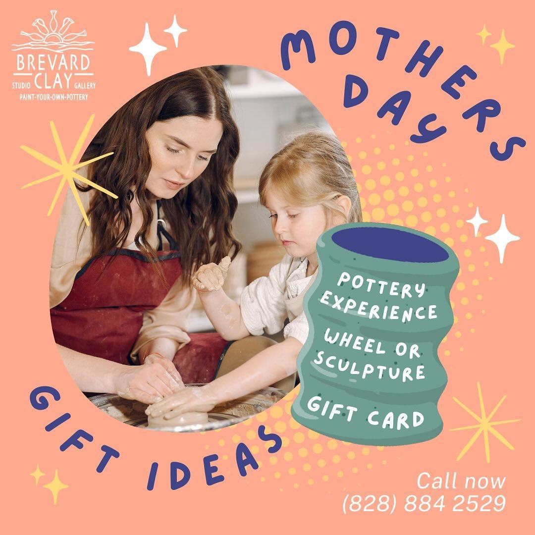 We offer several perfect Mother's Day gift options this spring season! We have gift cards for painting pottery, wheel experiences, hand building experiences, and more!

All of these options are memory-making activities that you can do together! Call 