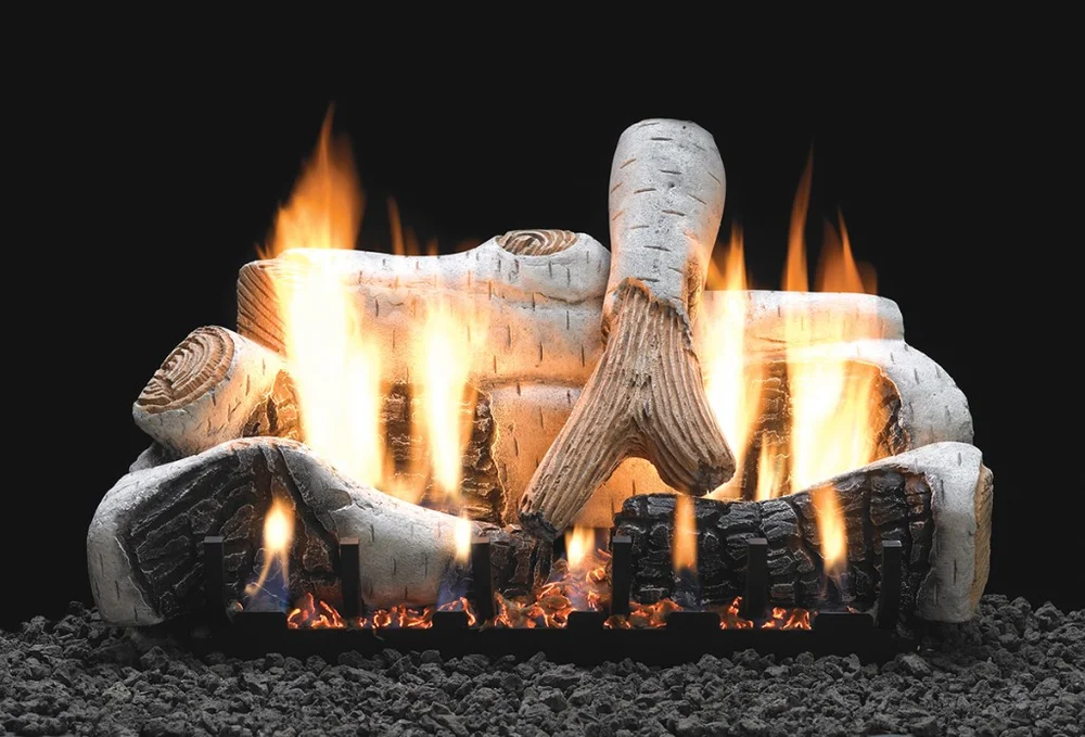 White Mountain Hearth Vent-Free Slope Gaze Burners and Matching Log Sets —  American Eagle Fireplace and Playsets