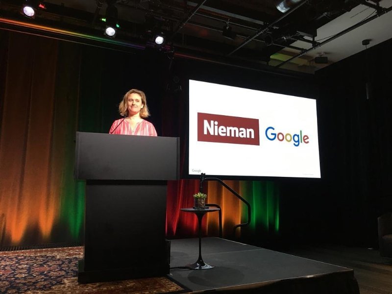 Giving a talk on creating family-friendly newsrooms at Google HQ in Boston.