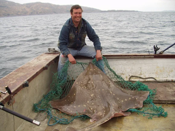 A captured “common skate”. Photo: Davey Benson, taken from The Shark Trust