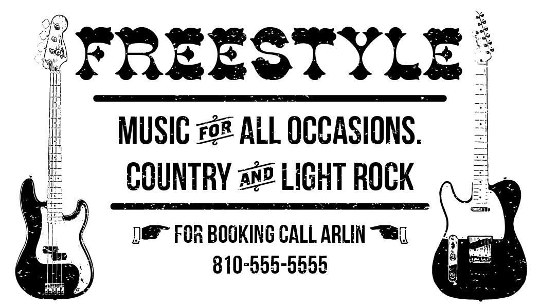 Business Card design for local Country and Light Rock Band.