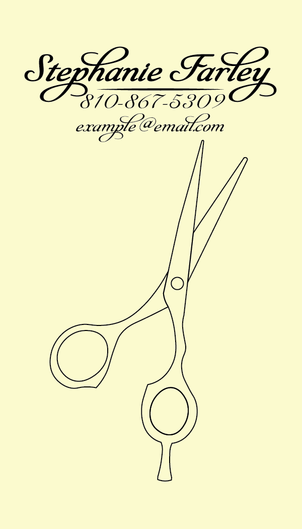 Hairstylists Business Card Design. One common front, with three different back designs.