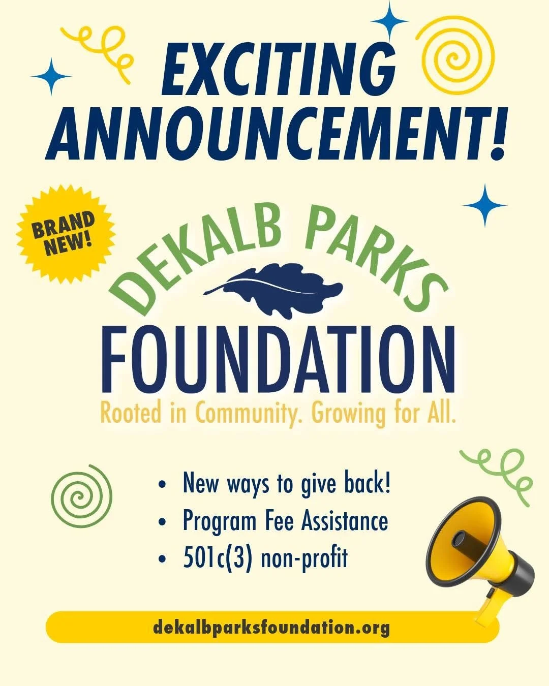 DeKalb Parks Foundation Announcement Graphic