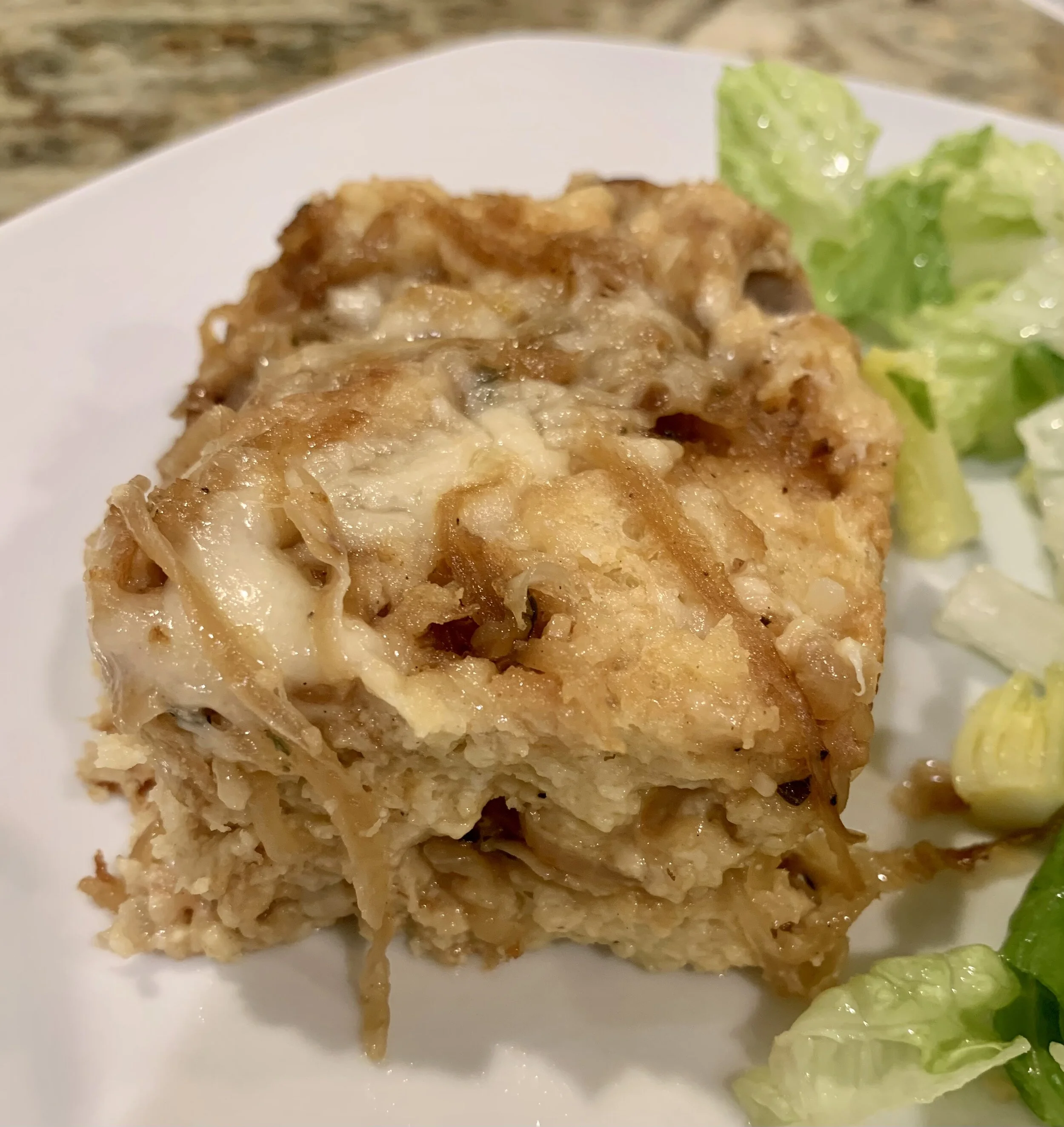 French Onion Savory Bread Pudding 