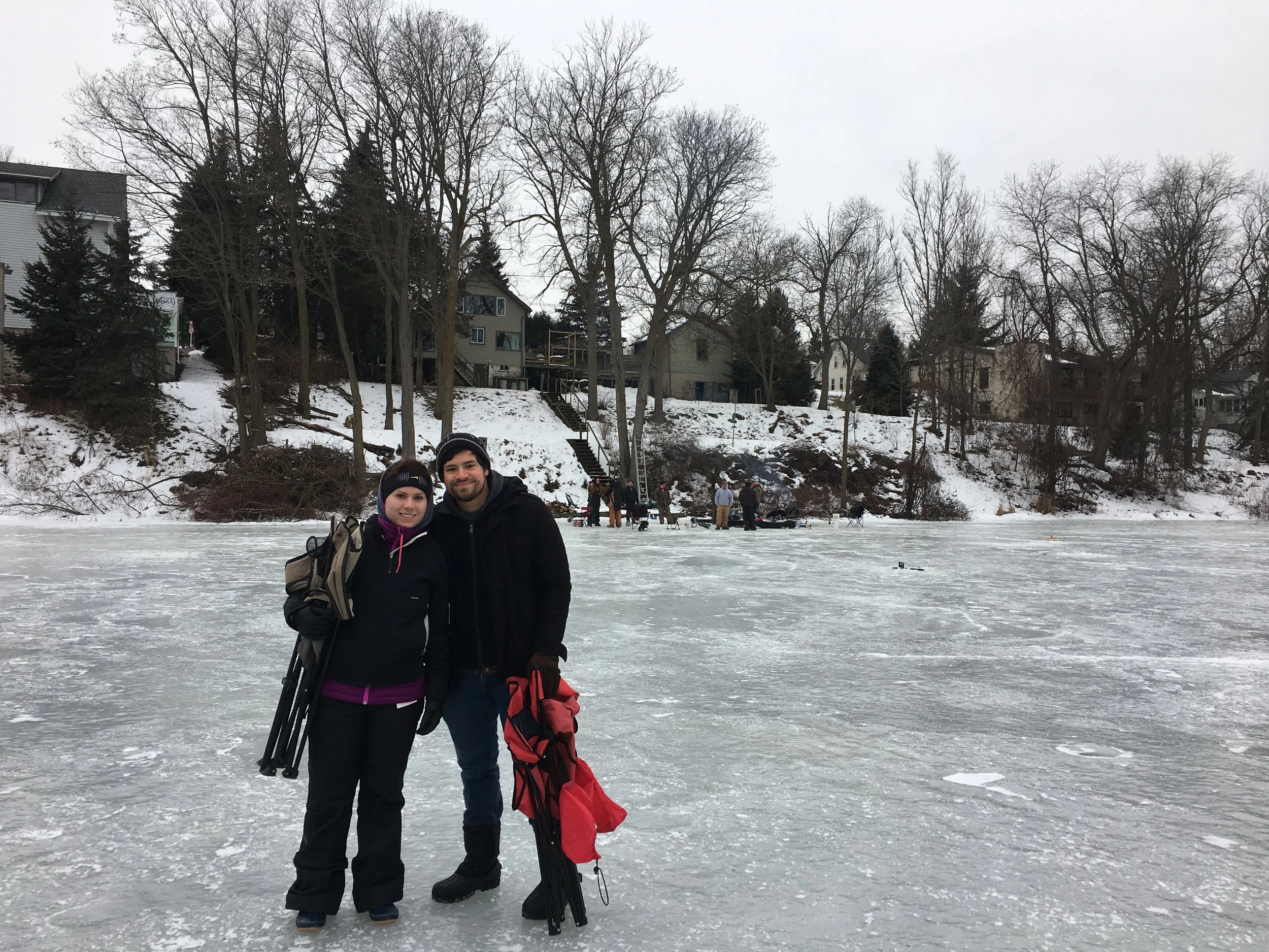Ice Fishing in West Bend, Wisconsin