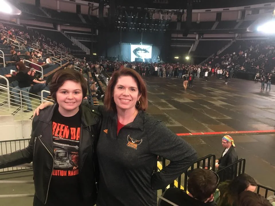 With my kid, CJ, at the Green Day concert, March 10, 2017.