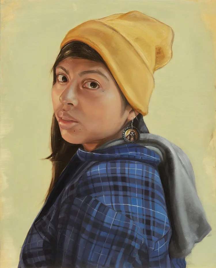 “Lindsey with Bottle Cap Earrings.” 16”x20”. Oil on panel.