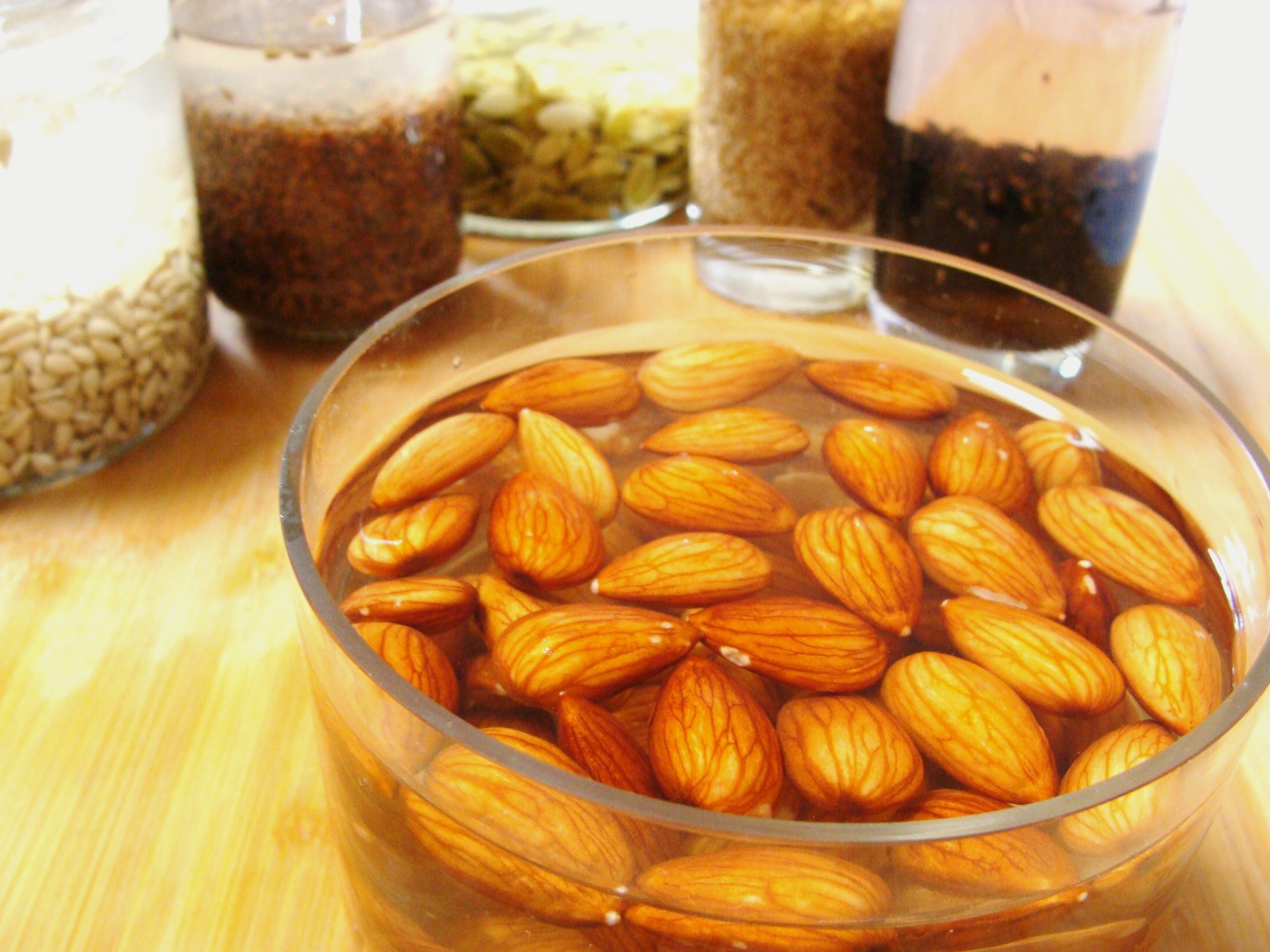 Soaking nuts and seeds releases enzyme inhibitors and makes them more digestible.