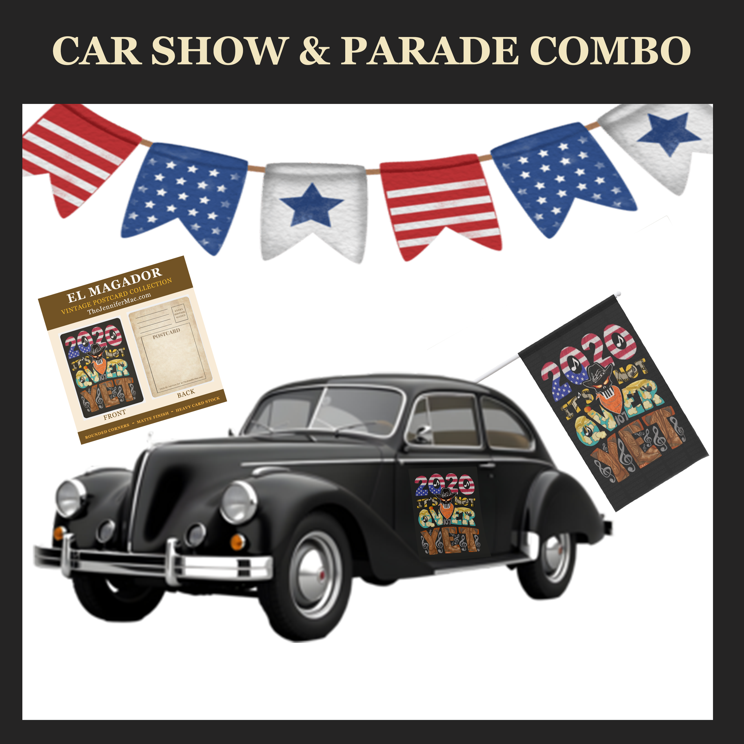 2020 Car Show Parade Combo - SIGNED Flag & Magnet + Magador Gift Set (LTD Supply)