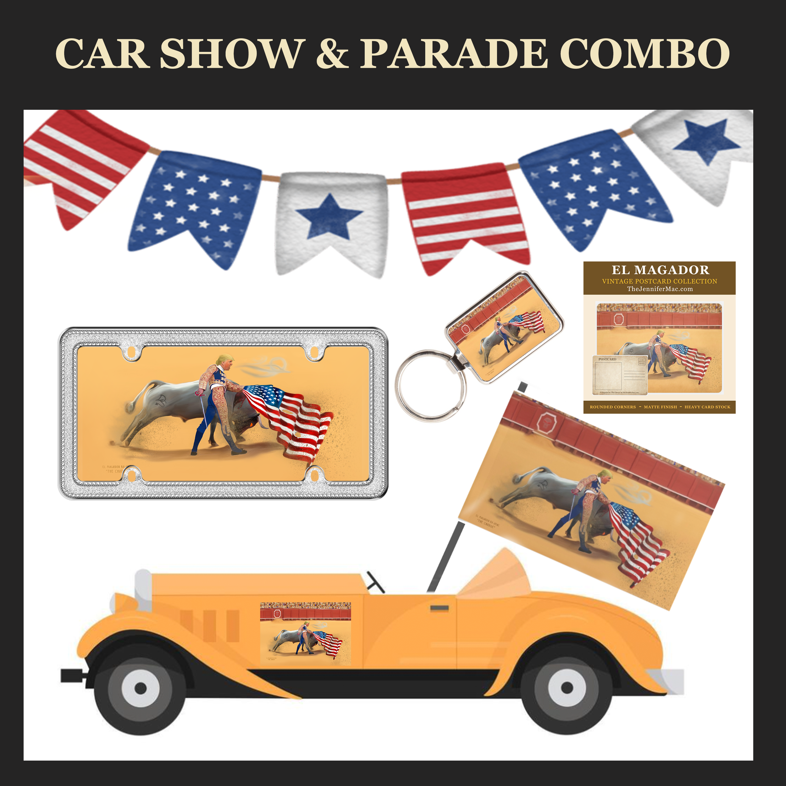 Car Show Parade Magador Combo: SIGNED Flag + Car Magnet (LTD Supply)