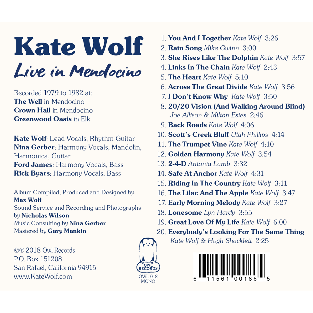 resultat Før Mindful Live In Mendocino — Official Kate Wolf Website
