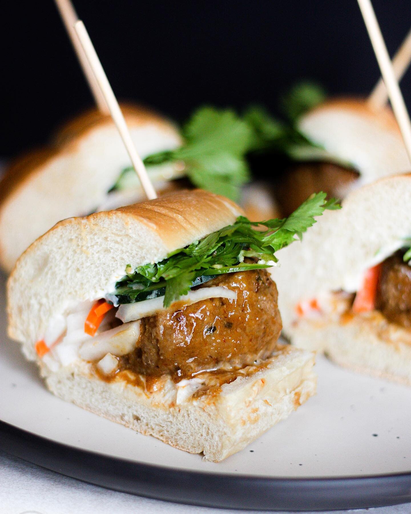 Super Bowl is next week and whether or not you watch football, you should probably make these Szechuan meatballs. 

If you want to go the extra mile, which you should, make them into banh mi sliders. Sweet, spicy, fresh and umami, I can&rsquo;t get e