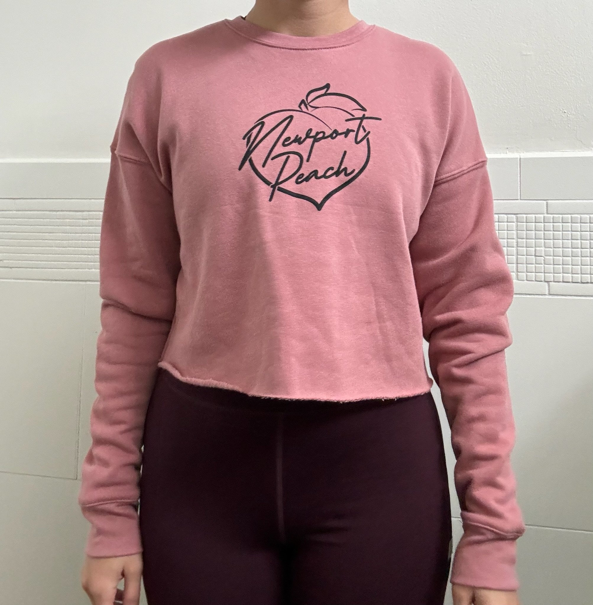 Newport Peach Cropped Crew Sweatshirt