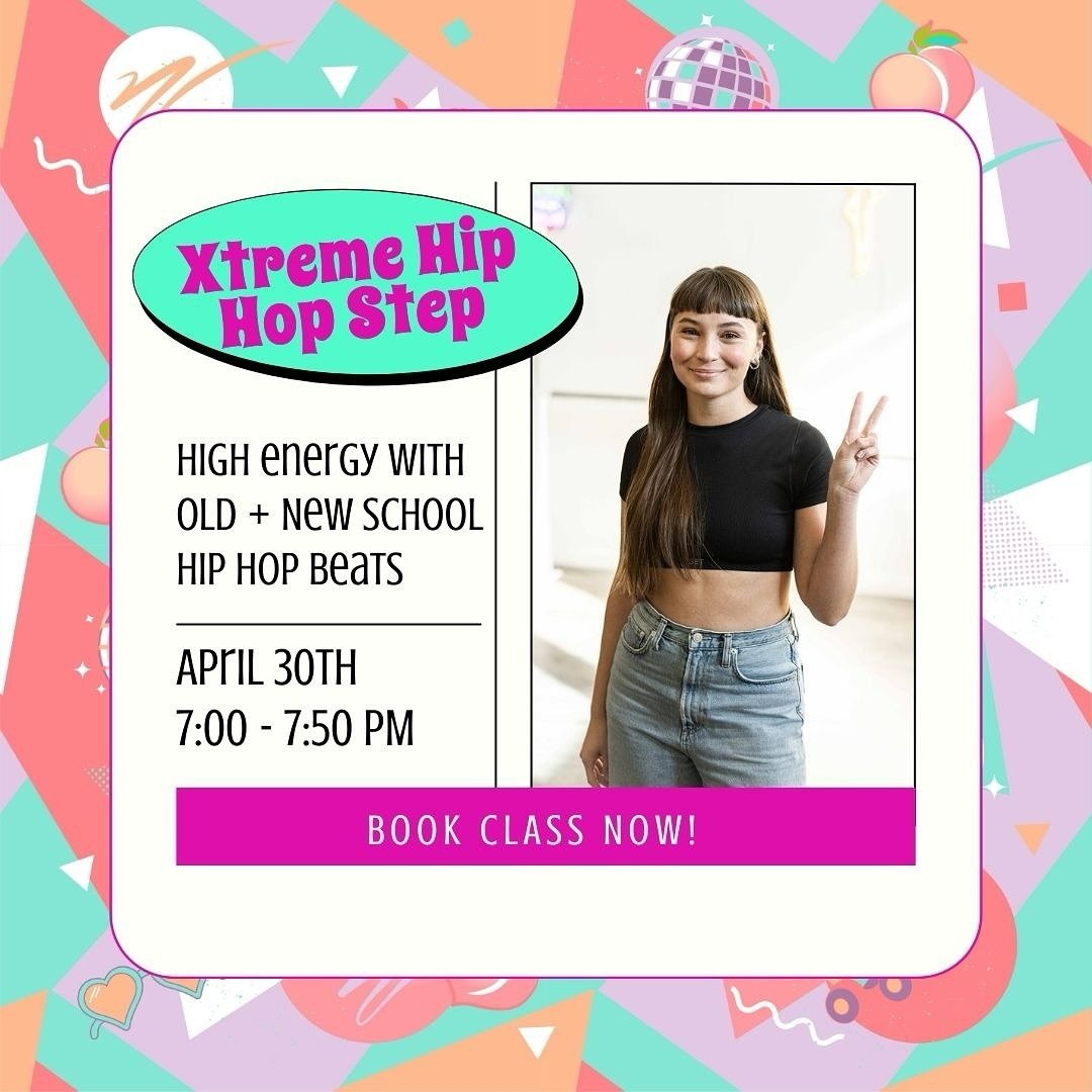 Get ready to revamp your workout routine with Xtreme Hip Hop Step! 💥 

Join us on 4/30 at 7PM for a high-energy session filled with old and new school hip hop beats. 

Torch calories, sculpt your lower body, and elevate your hand-eye coordination&md