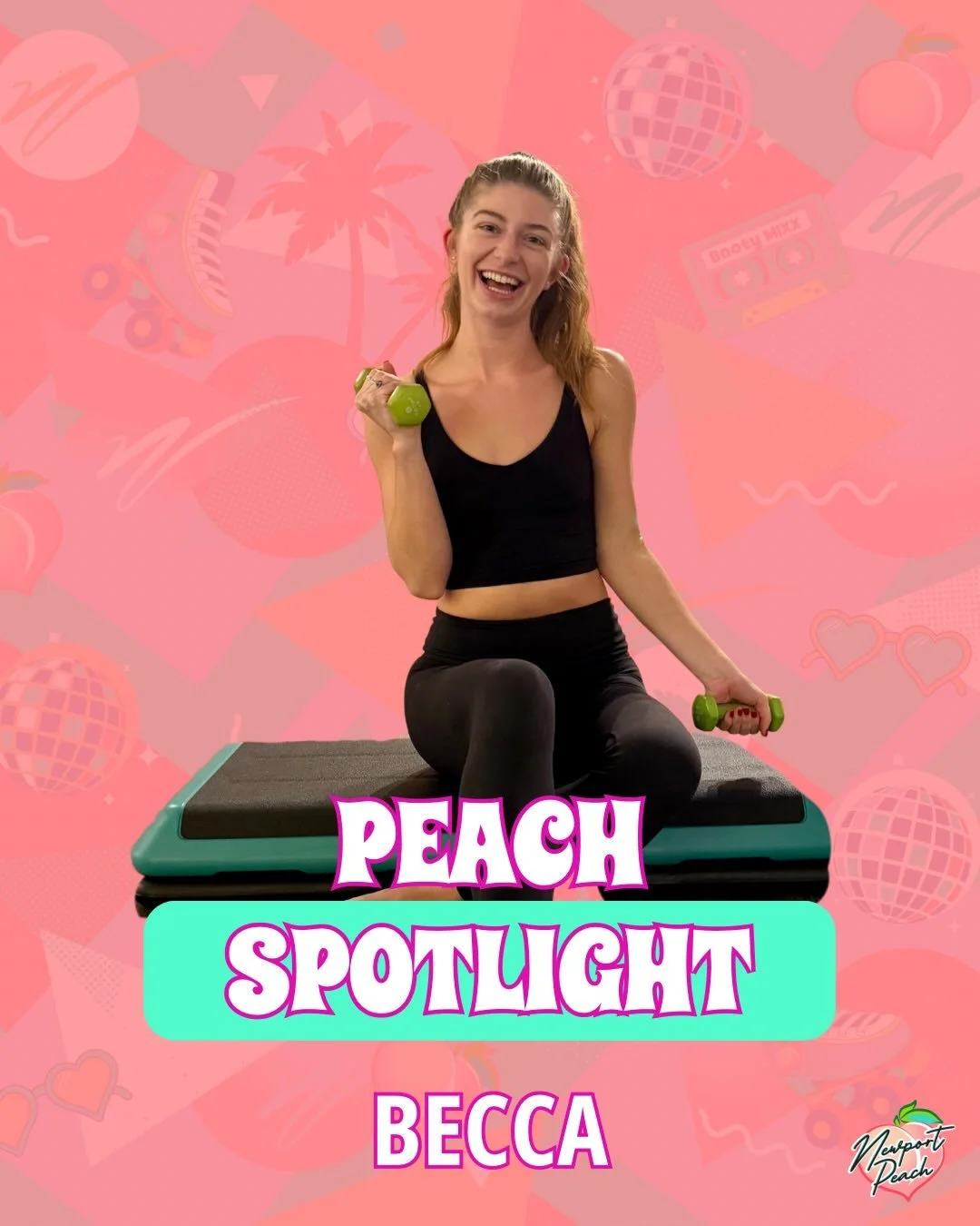 Peach Teacher Spotlight! ➡️ @beccalynnhanlin 🍑 You can catch her teaching Wednesday mornings, but find her taking PM classes at the Peach on the daily!! ✨ We're so lucky to have her on our Peach team, bringing bouncy beats to every class. 👏 Love ca