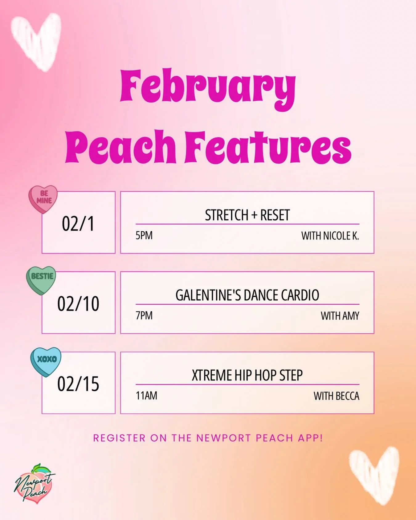 February Peach Features are here 💕 Be sure to sign up early to secure your spot! 🍑