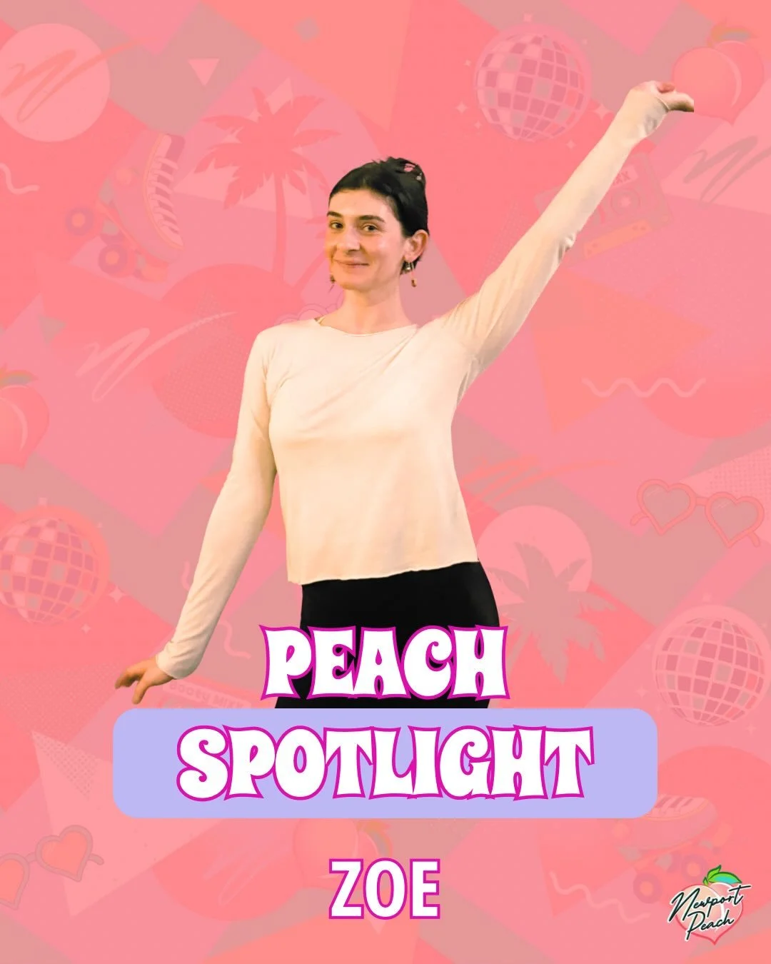 Peach Teacher Spotlight ➡️ @zoeconleyyy 🍑We are so lucky to have Zoe at the Peach!! She started teaching more recently but she is no stranger to the Peach!! She has been a Peach for years! ✨ She brings the good vibes and all the peachy motivation yo