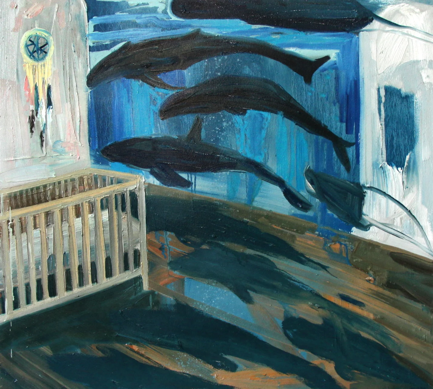  © Catch, 34x38 inches, oil on canvas, 2017 