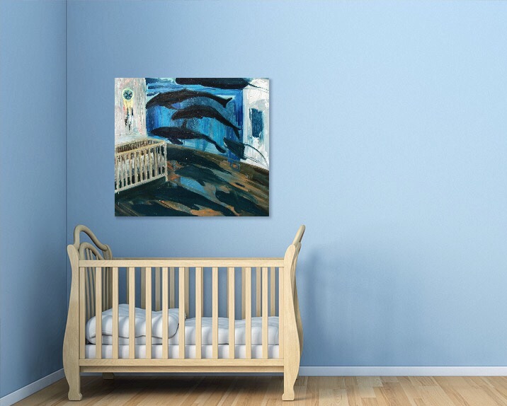 Catch, 34x38 inches, oil on canvas.