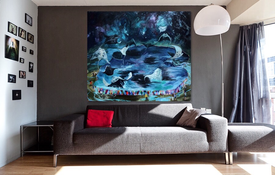 Levee, 60x70 inches, oil on canvas.
