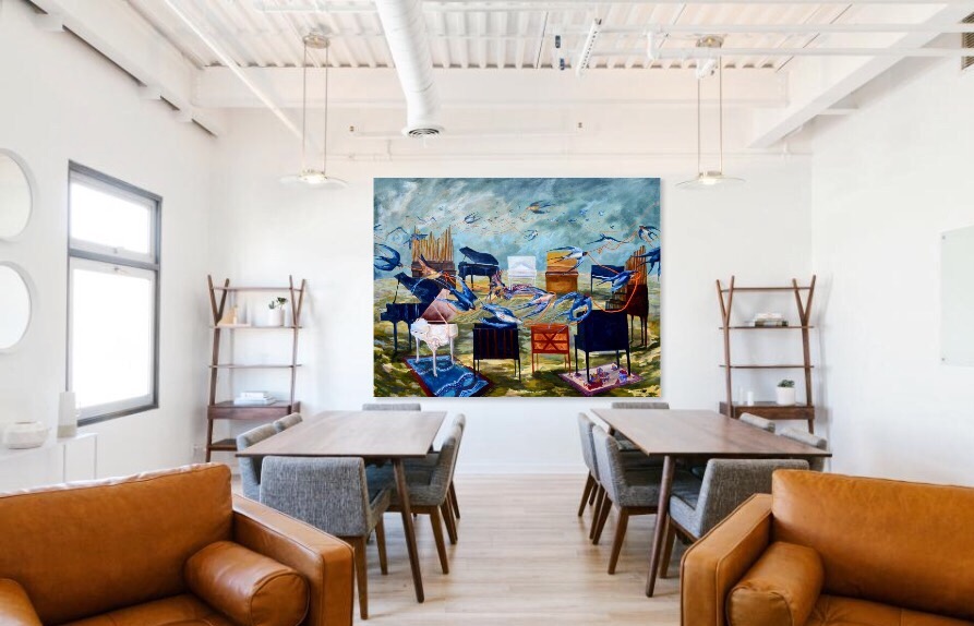 Catalyst, 67x87 inches, oil on canvas.