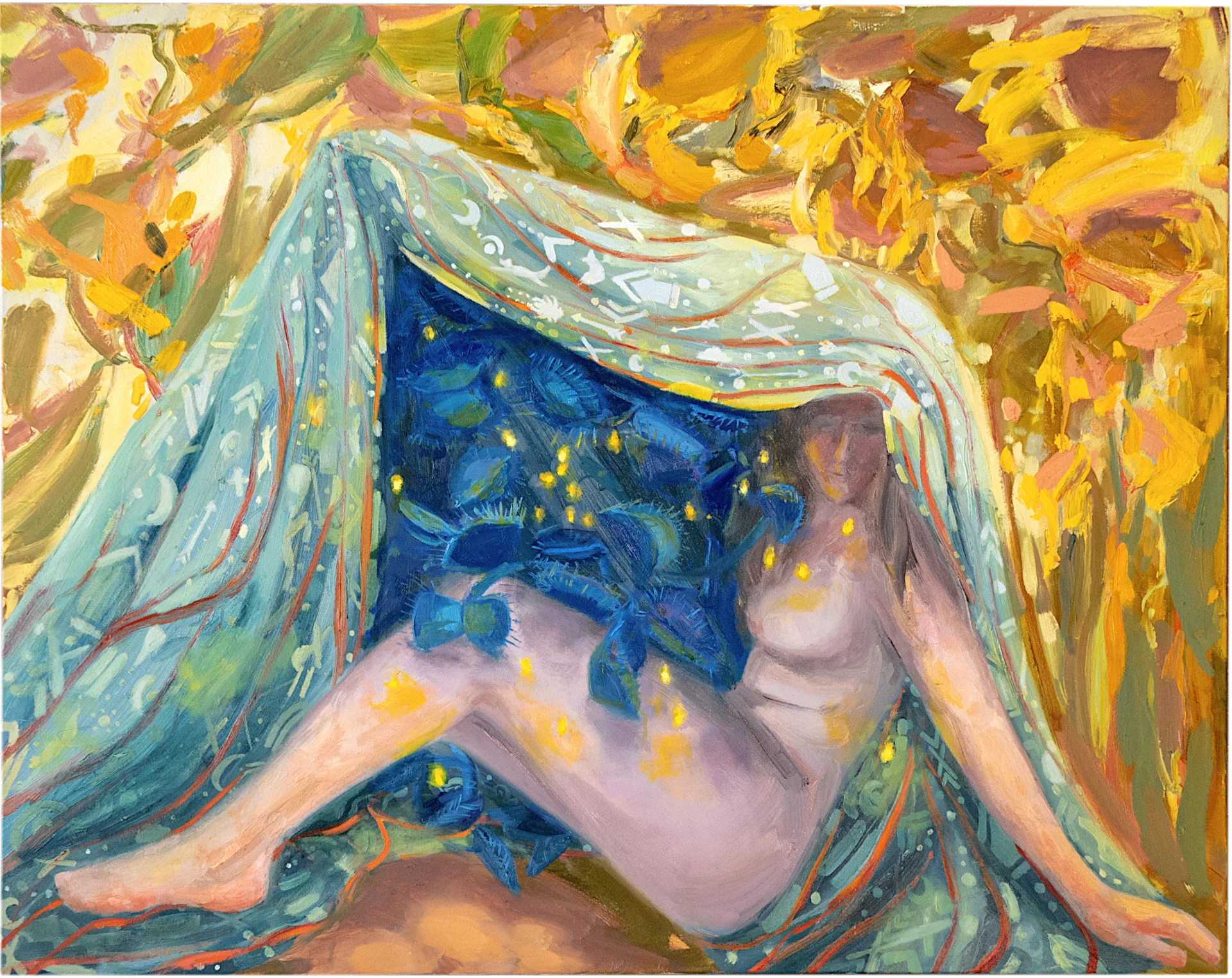 © Fitted Sheet, 40x50 inches, oil on canvas, 2019