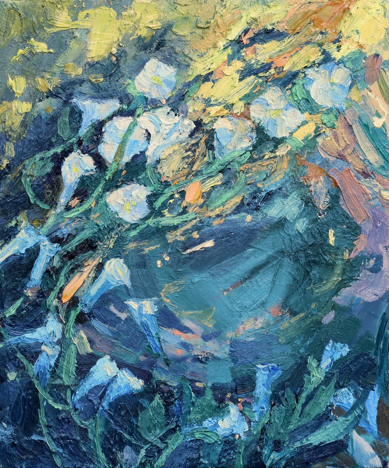  © Ground Cover with Morning Glories, 20x24 inches, oil on canvas. 