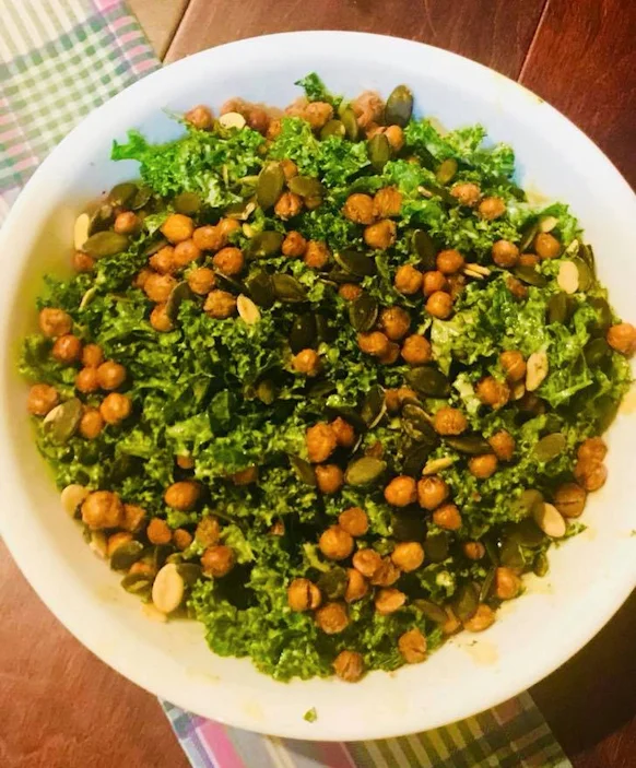 Kale Salad with Crispy Chickpeas    