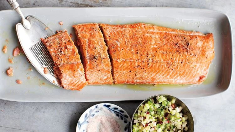 Easter Salmon with Cucumber-Radish Relish.