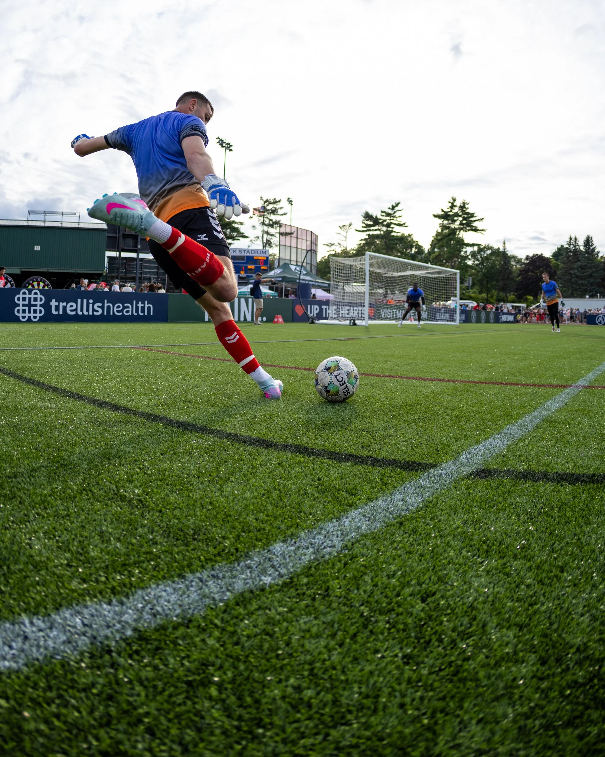 Hunter Morse. Hearts of Pine pre-game warm ups. July 2025.