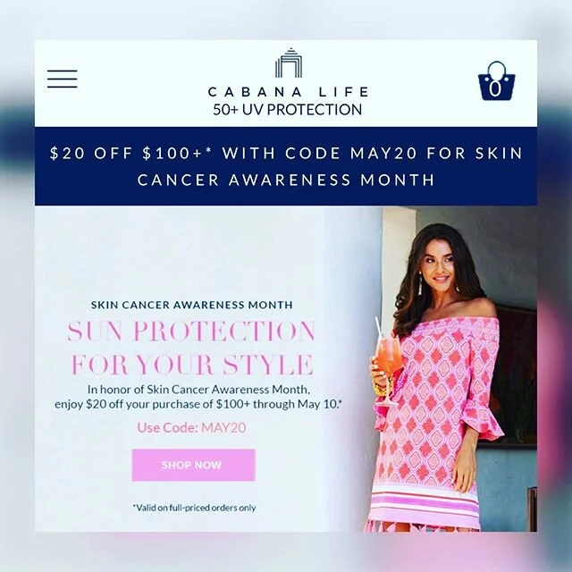 This is the best website ever for sun conscious clothing! I buy all my swim cover ups from cabana life because they are waterproof and actually really cool looking...no more nerdy swim cover ups! They are having a promo now so I thought I&rsquo;d sen