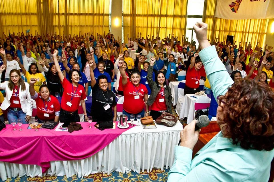 Members of MEC meet at a forum to discuss labour rights for women in Nicaragua.