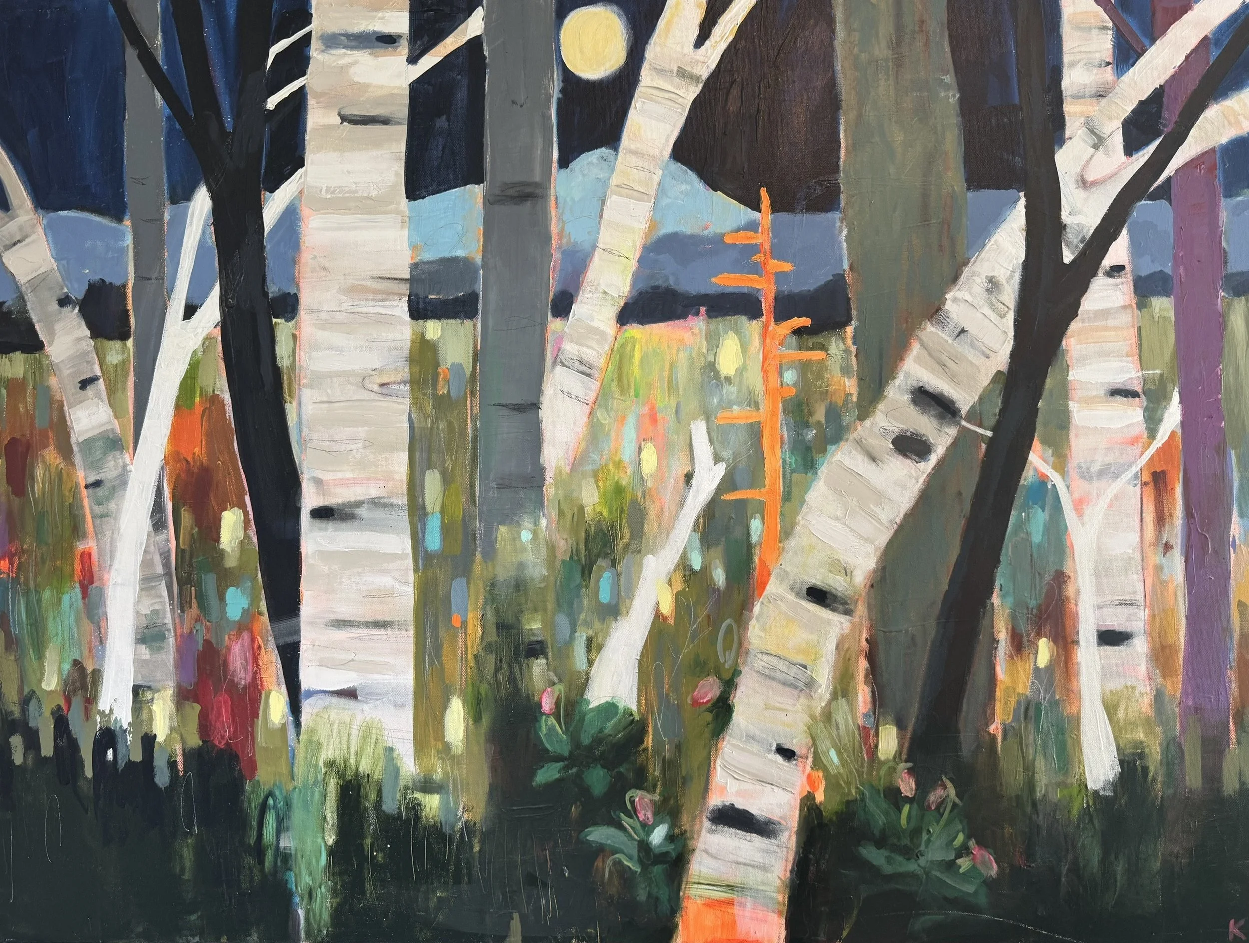 Birches and Lady Slippers 48x36.jpg