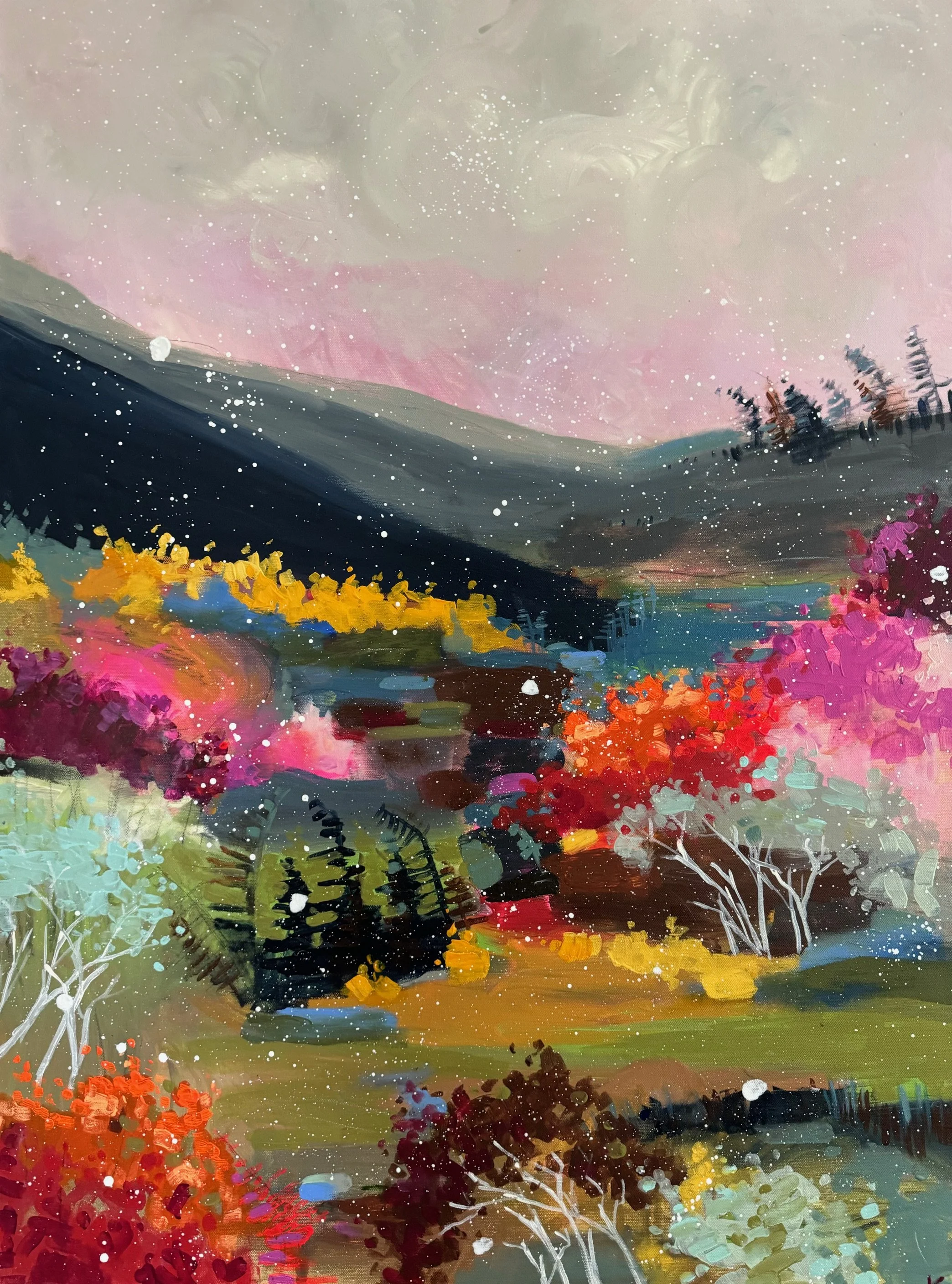 stardust snowfalls on Birch trees 30x40.jpg