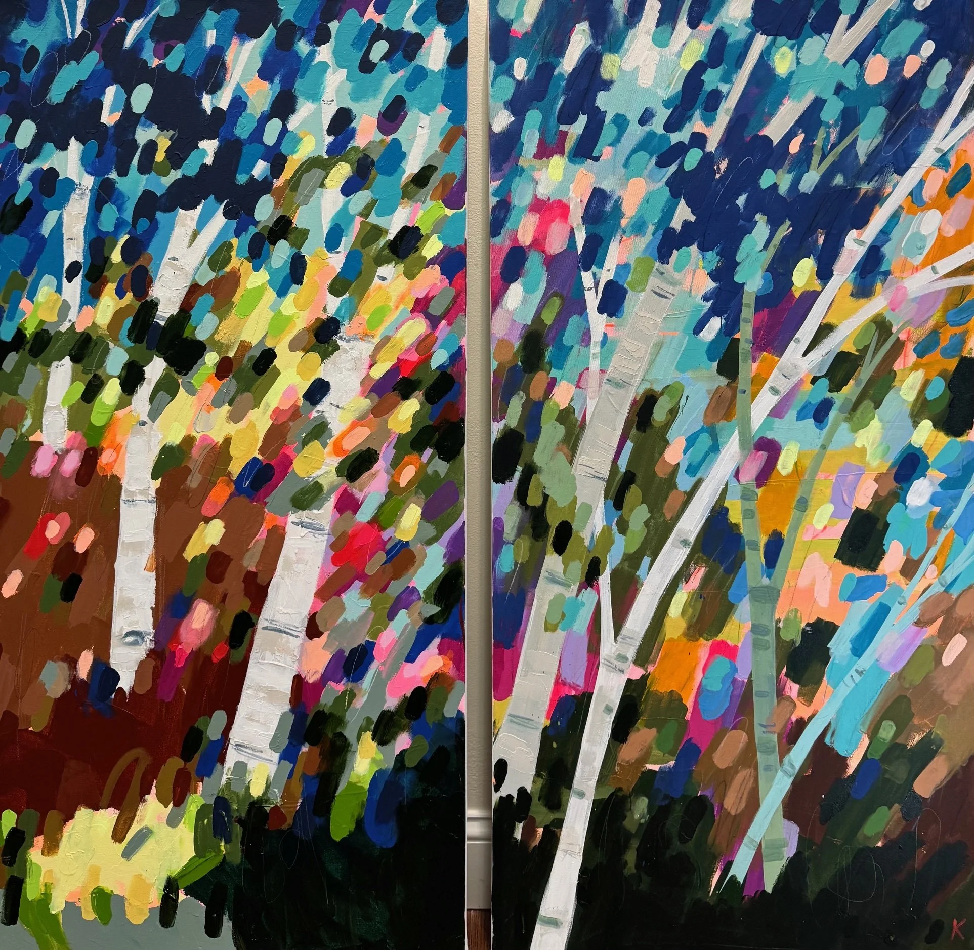 large modern birch paintings, fine art painting
