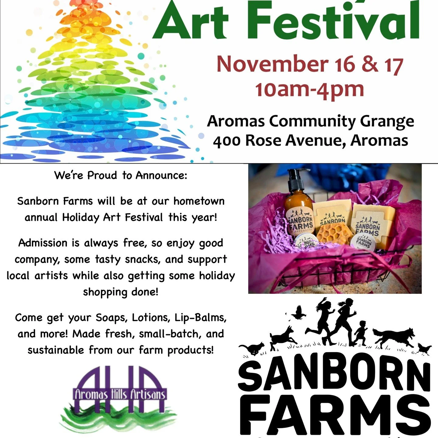We'll be at our annual home-town holiday fair event! We always attend, but this will be our first time having a booth!

Since we're all about local, we'll have special items ONLY available HERE!