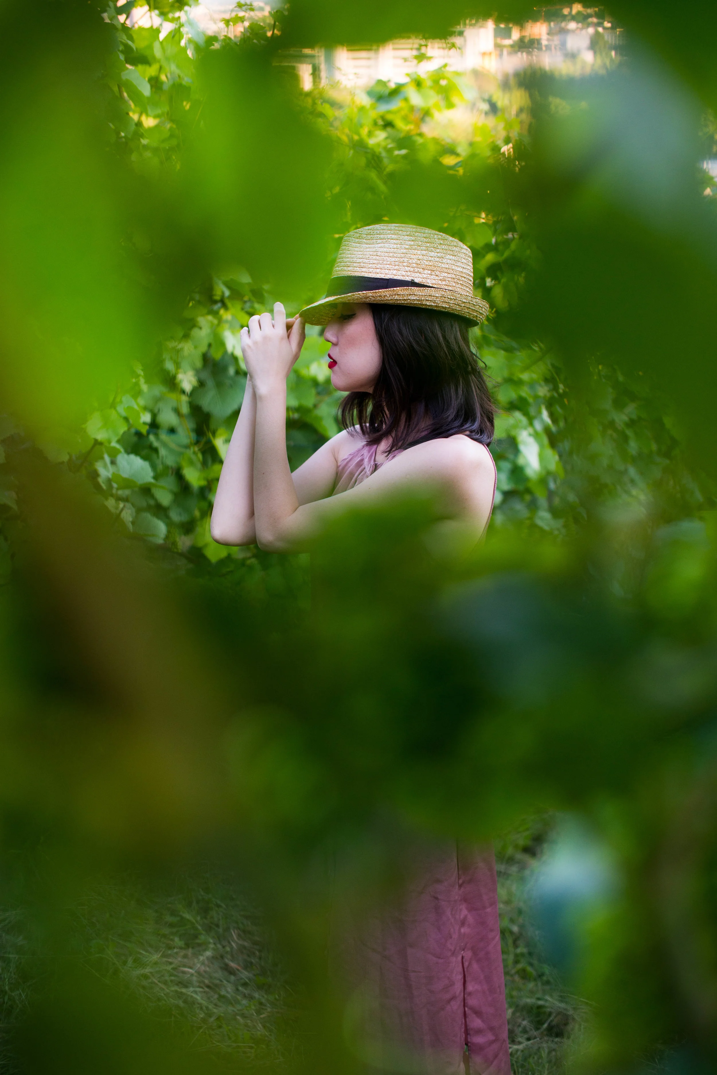 model through leaves