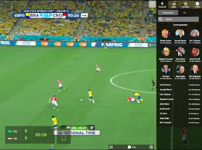 Screen prototype for "Broadcaster Selection" feature.
