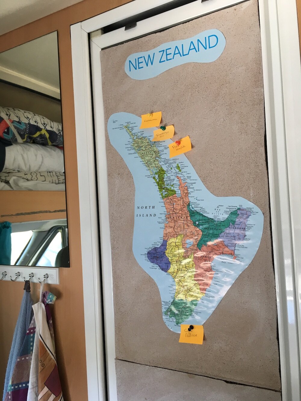  My map of New Zealand where I mark spots I want to visit.  