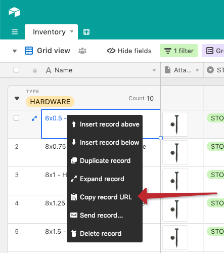 Step 1: Right click and copy Record URL